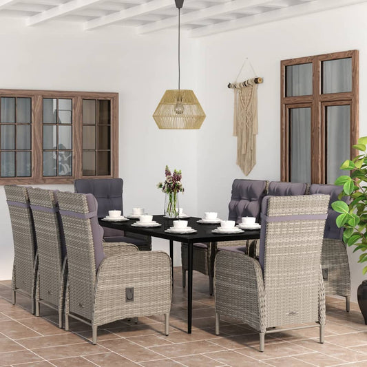 Garden Dining Set Grey and Black