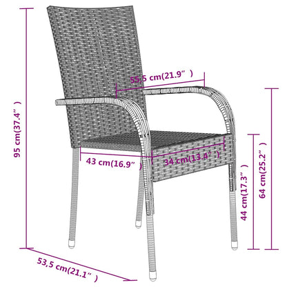 Garden Dining Set Black PE rattan, powder-coated steel, glass