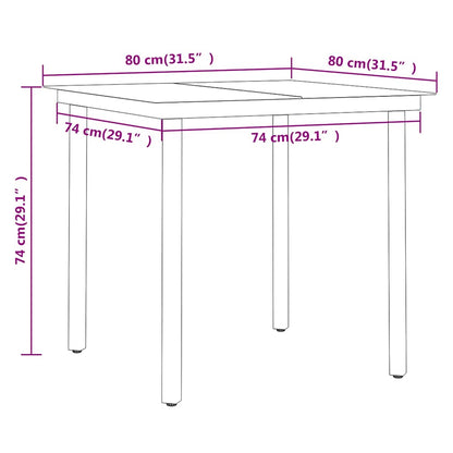 Garden Dining Set Black PE rattan, powder-coated steel, glass