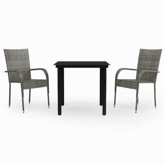 Garden Dining Set Grey and Black