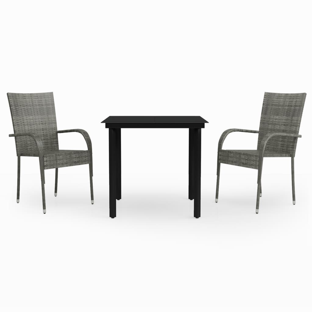 Garden Dining Set Grey and Black