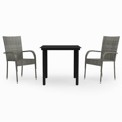 Garden Dining Set Grey and Black