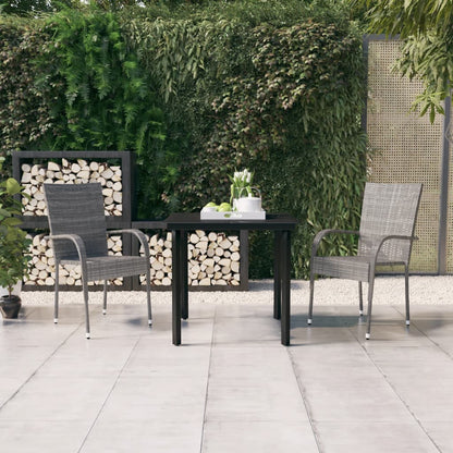 Garden Dining Set Grey and Black