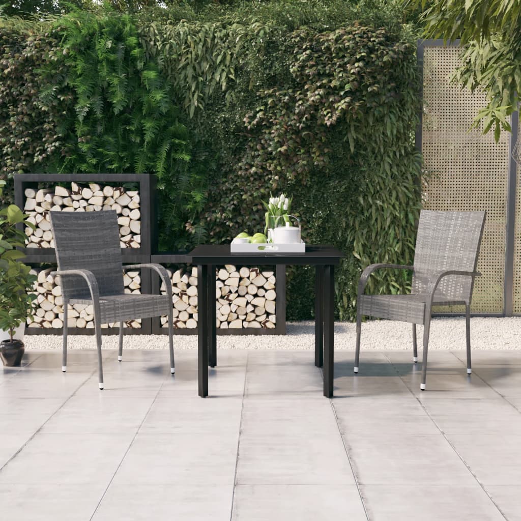 Garden Dining Set Grey and Black