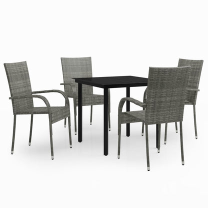 Garden Dining Set Grey and Black