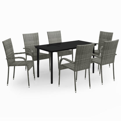 Garden Dining Set Grey and Black