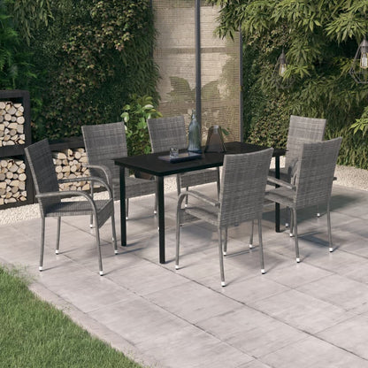 Garden Dining Set Grey and Black