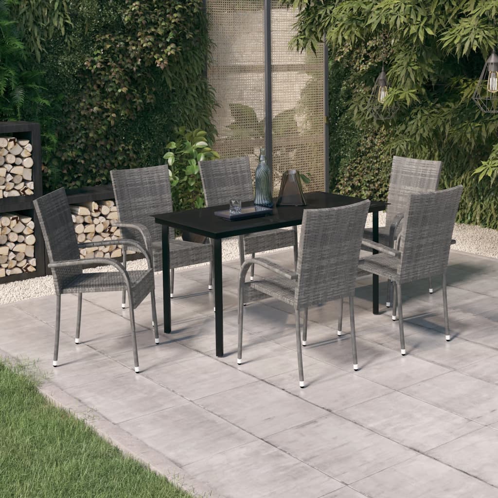 Garden Dining Set Grey and Black