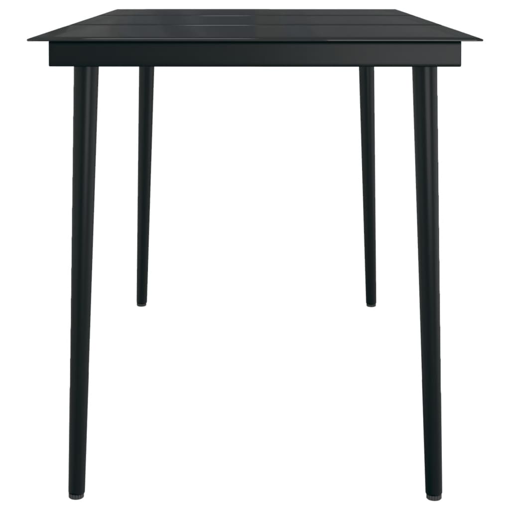 Garden Dining Set Black PE rattan, powder-coated steel, glass