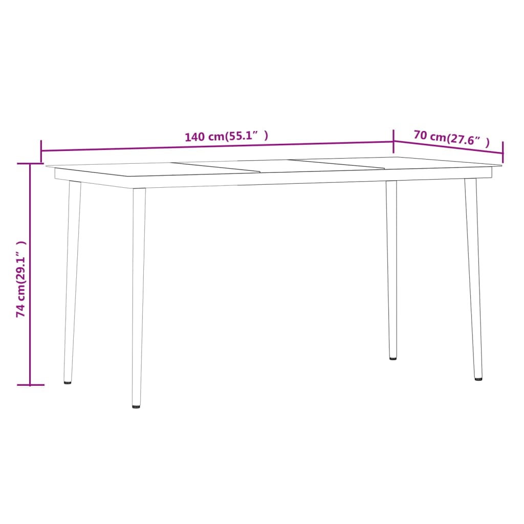 Garden Dining Set Black PE rattan, powder-coated steel, glass