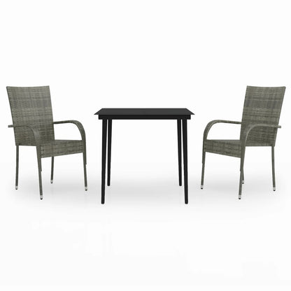 Garden Dining Set Gray and Black PE rattan Medium Durable