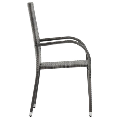 Garden Dining Set Gray and Black PE rattan Medium Durable