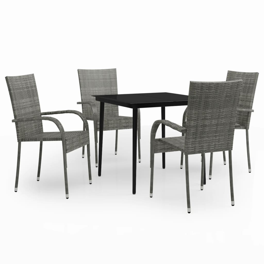 Garden Dining Set Grey and Black