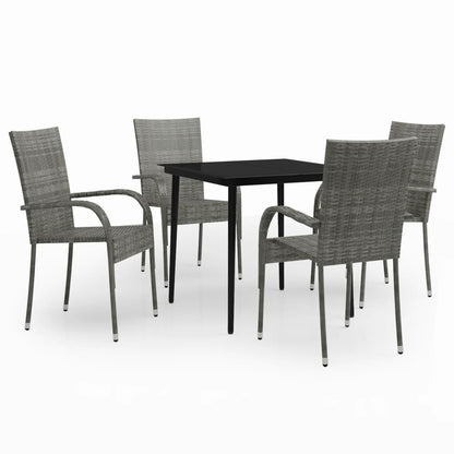 Garden Dining Set Grey and Black