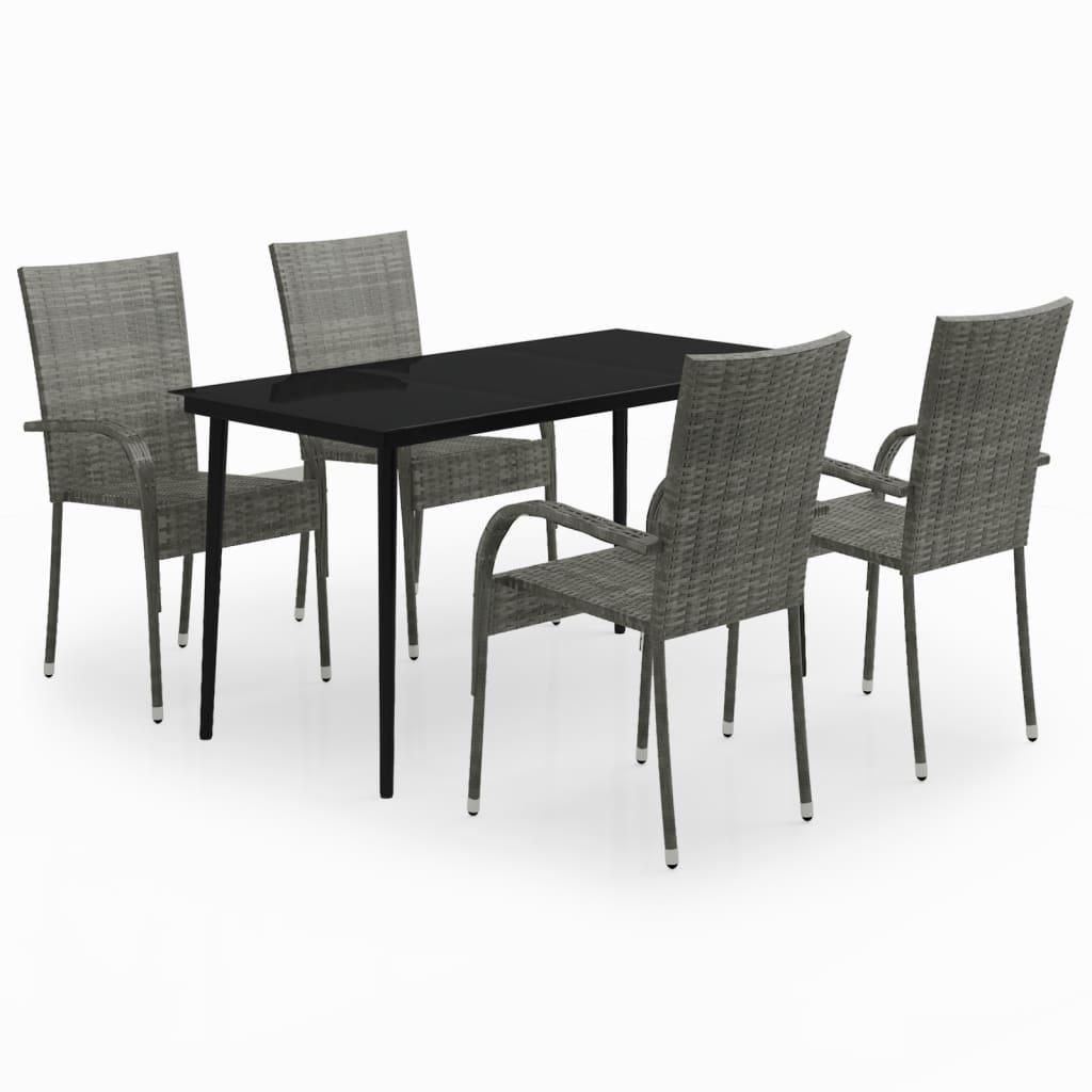 Garden Dining Set Grey and black