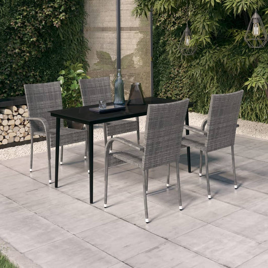 Garden Dining Set Grey and black