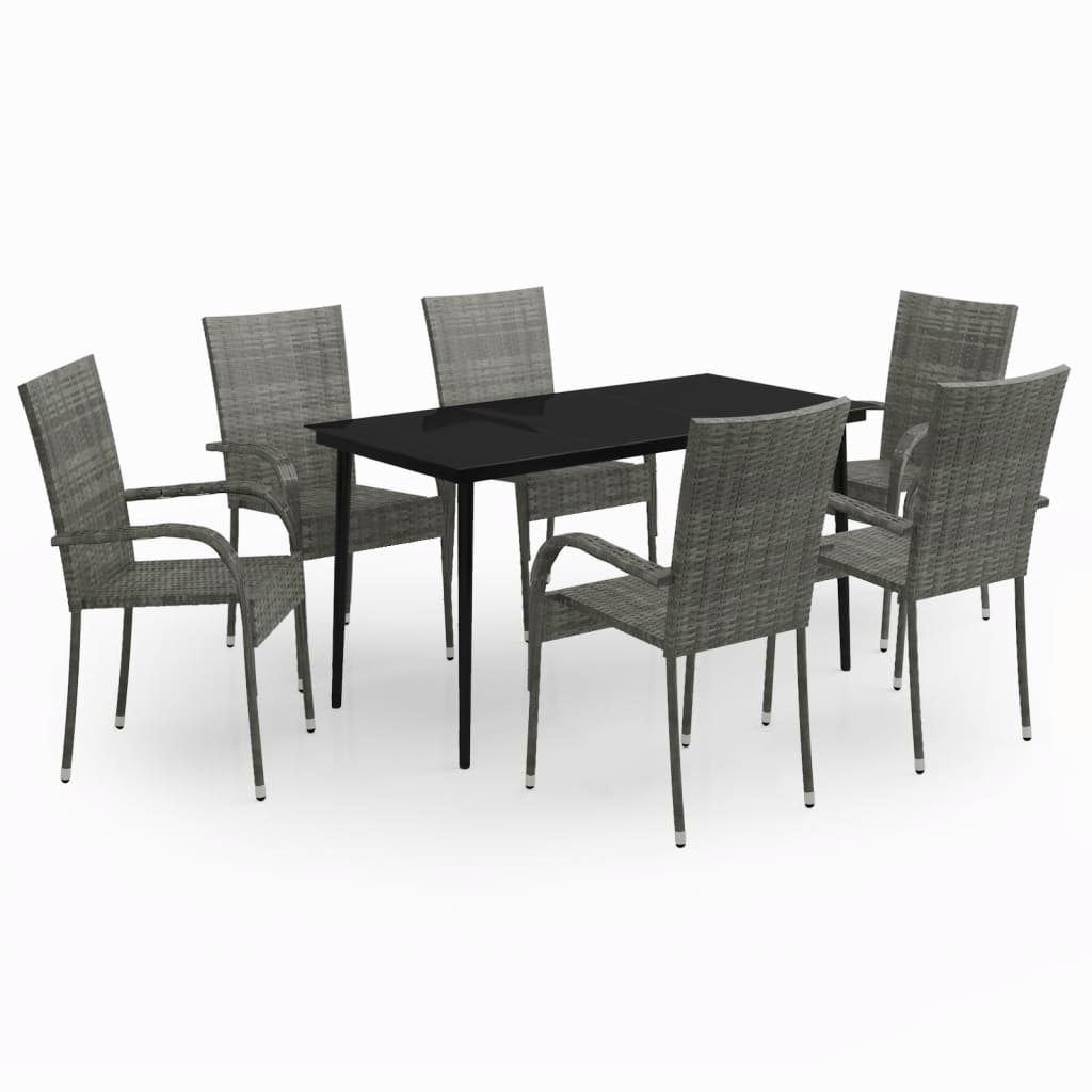 Garden Dining Set Gray and black