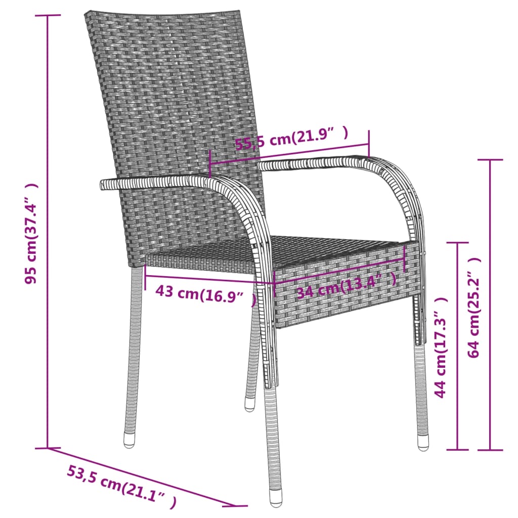 Garden Dining Set Gray and black