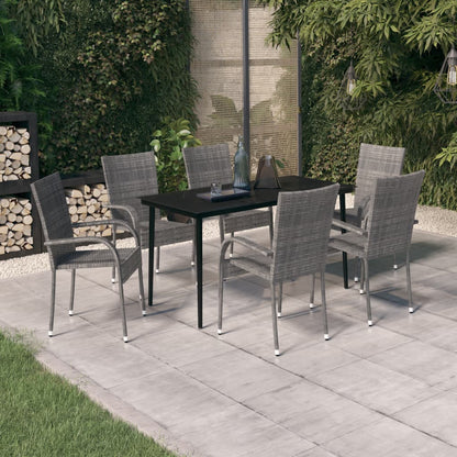 Garden Dining Set Gray and black