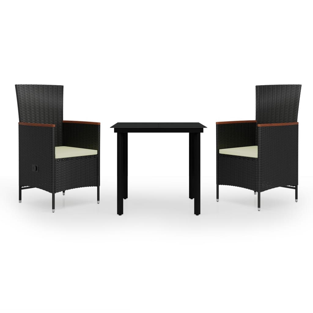Garden Dining Set Black, Cream White