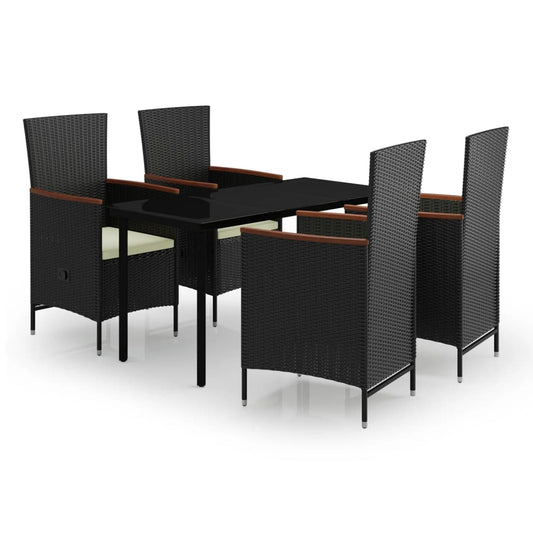 Garden Dining Set Black PE rattan Medium Adjustable Armrests