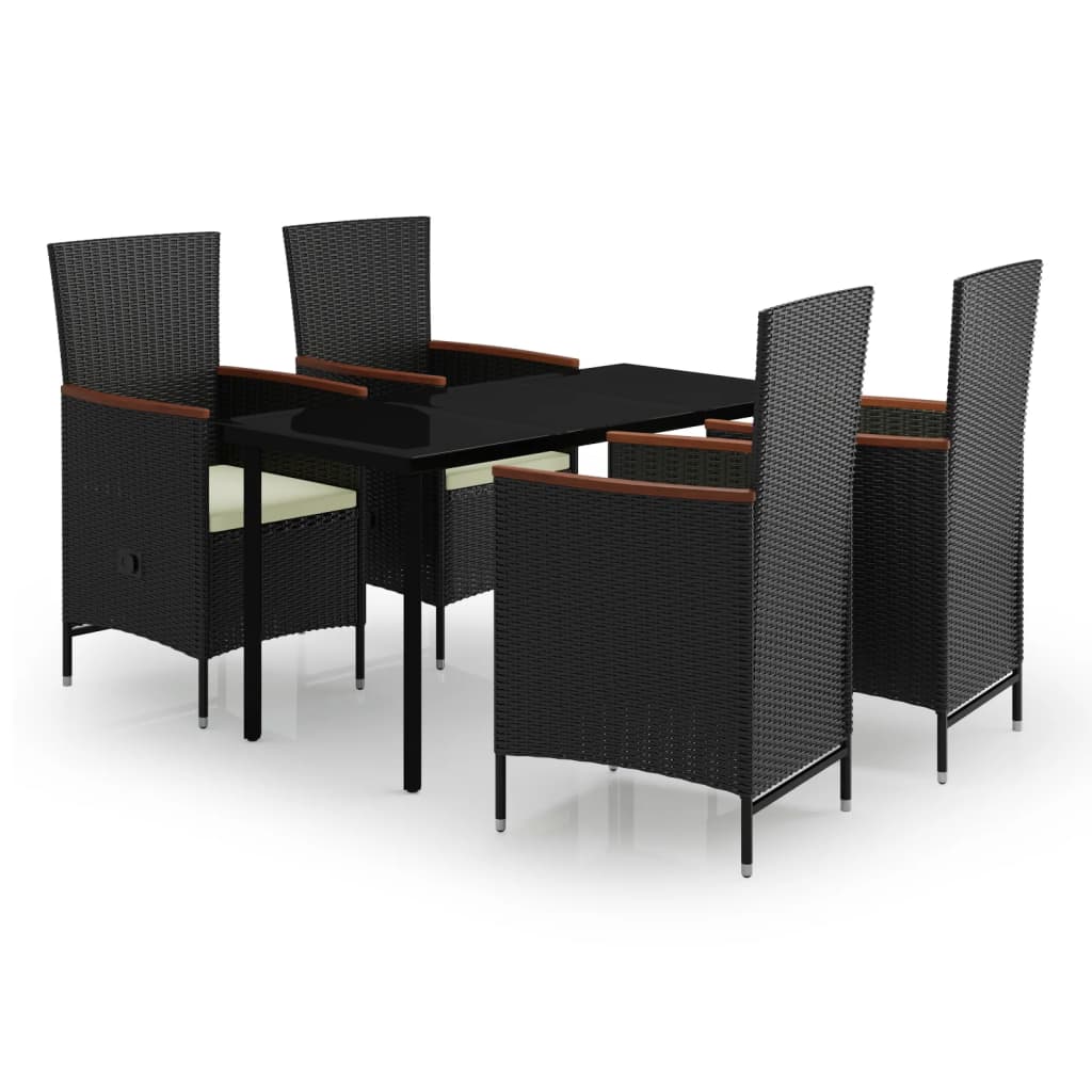 Garden Dining Set Black PE rattan Medium Adjustable Armrests