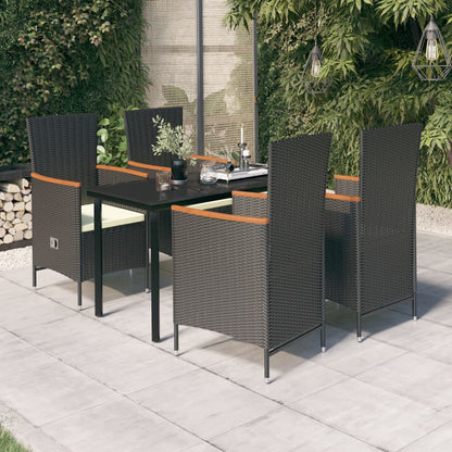 Garden Dining Set Black PE rattan Medium Adjustable Armrests