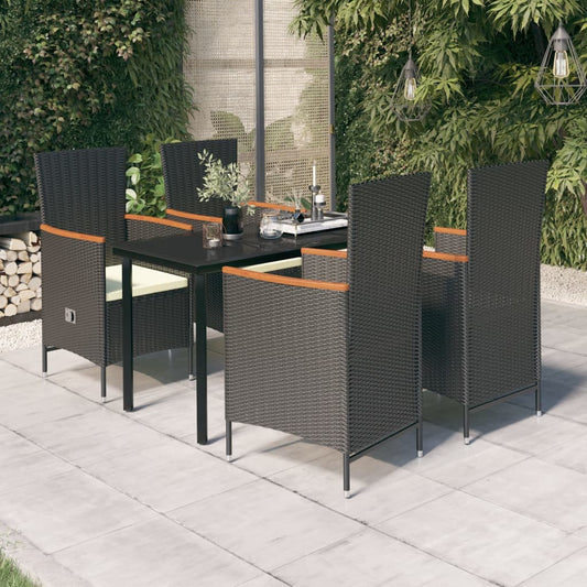 Garden Dining Set Black PE rattan Medium Adjustable Armrests