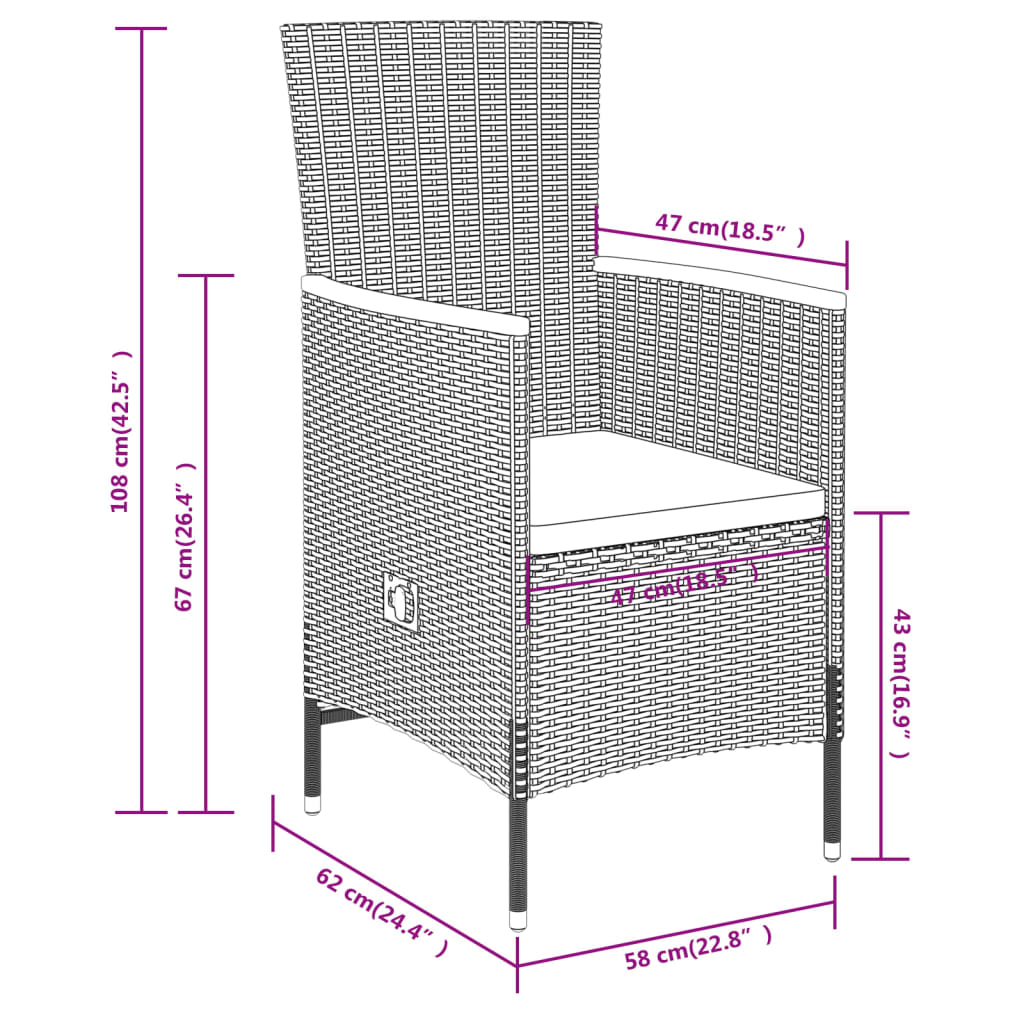 Garden Dining Set Black