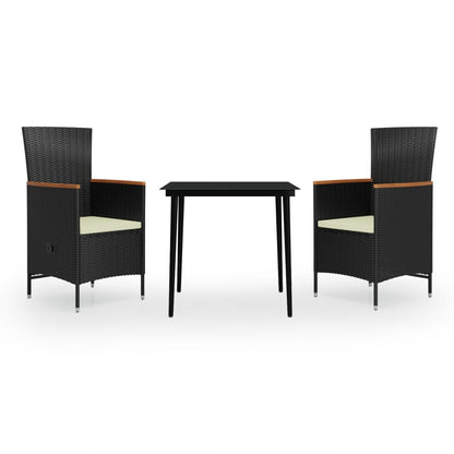 Garden Dining Set Black and Cream White