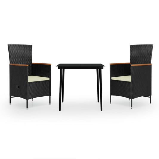 Garden Dining Set Black and Cream White
