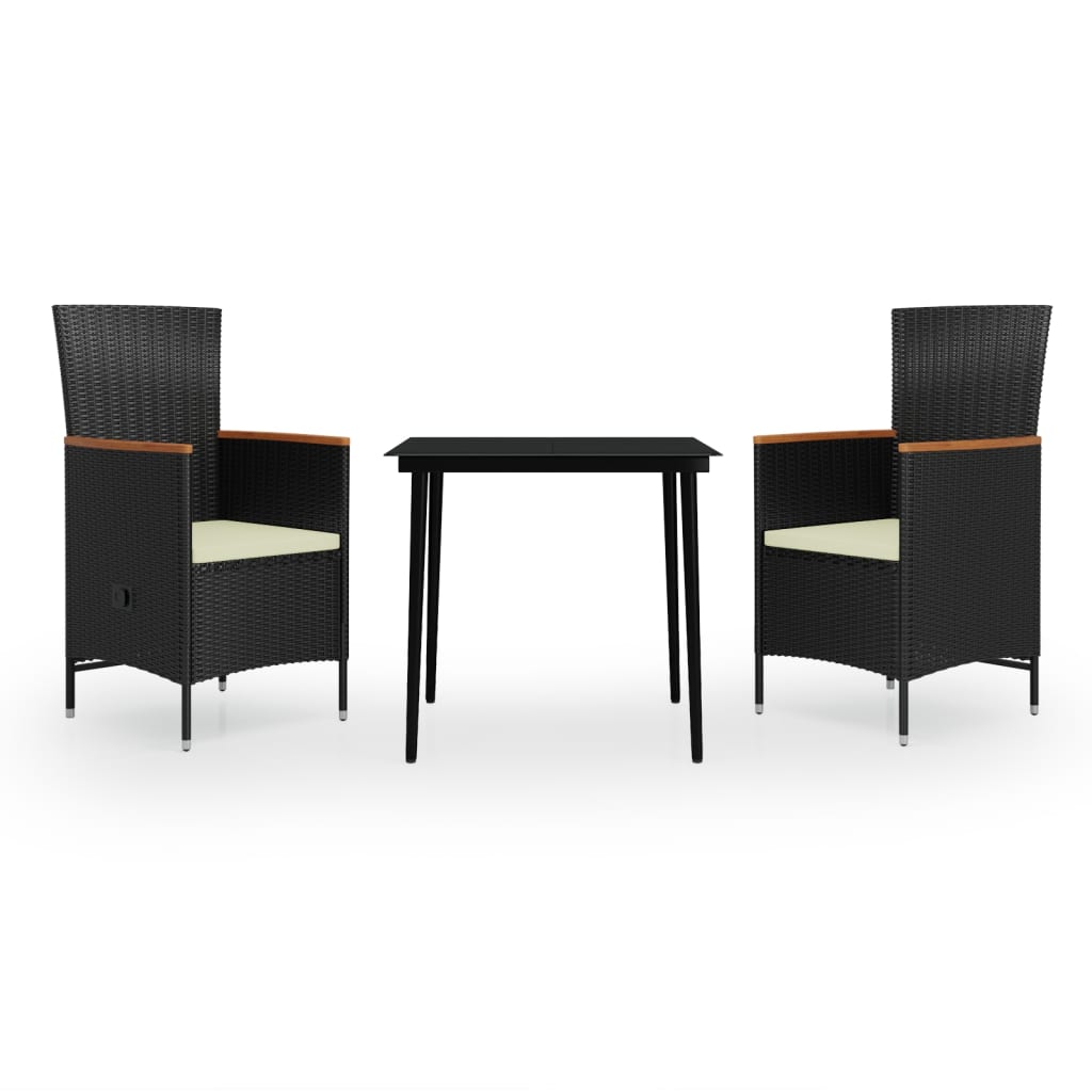 Garden Dining Set Black and Cream White