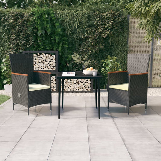 Garden Dining Set Black and Cream White