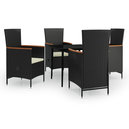 Garden Dining Set Black and Cream White