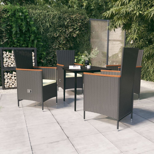 Garden Dining Set Black and Cream White