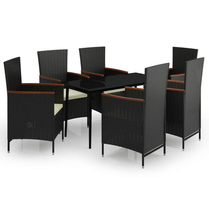 Garden Dining Set Black, Cream White
