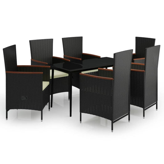 Garden Dining Set Black, Cream White