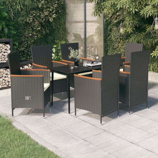 Garden Dining Set Black, Cream White