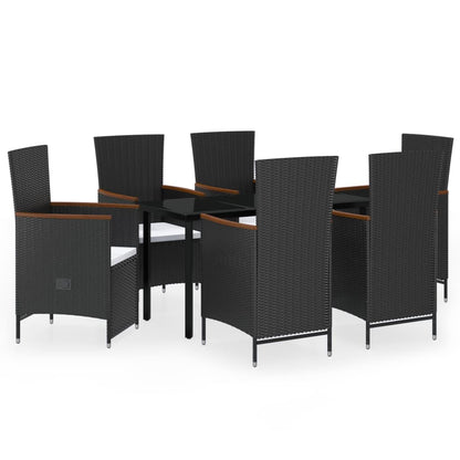 Garden Dining Set Black PE rattan Large Adjustable Armrests