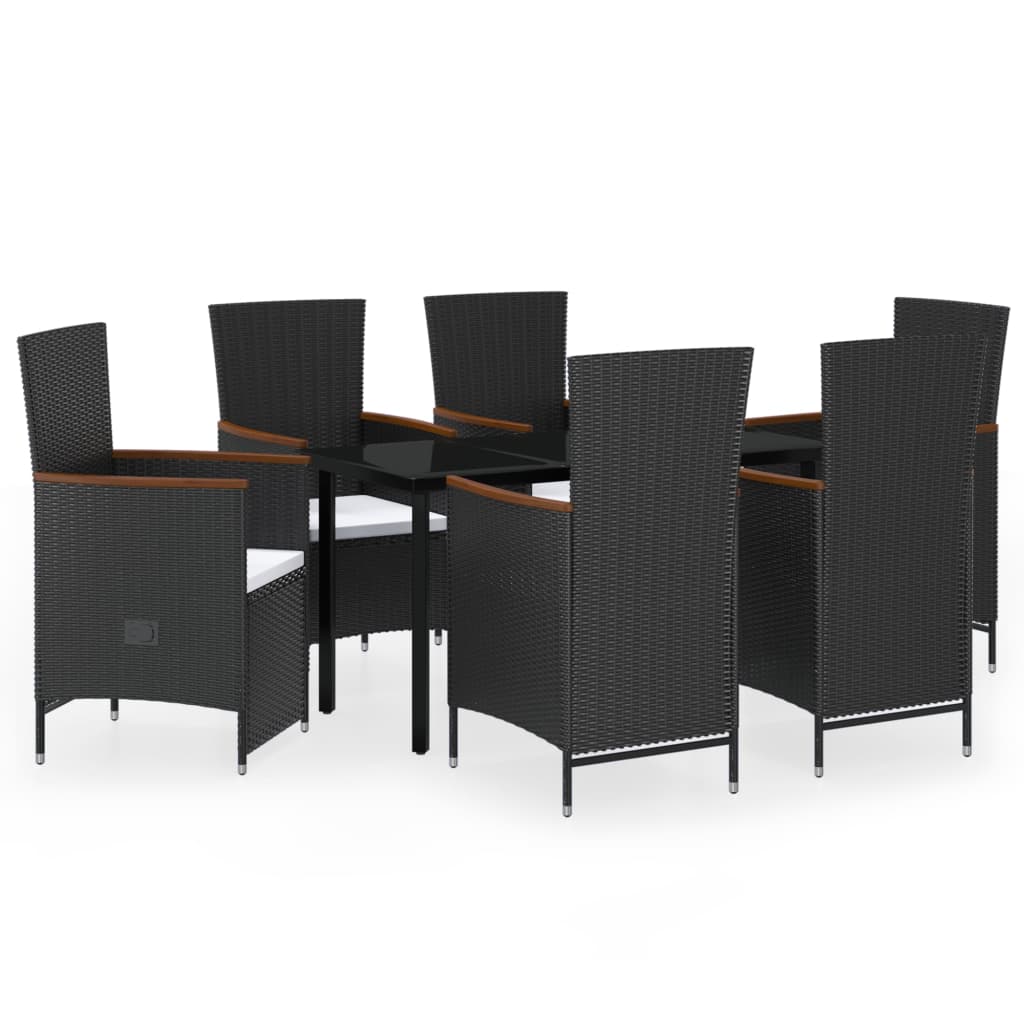Garden Dining Set Black PE rattan Large Adjustable Armrests