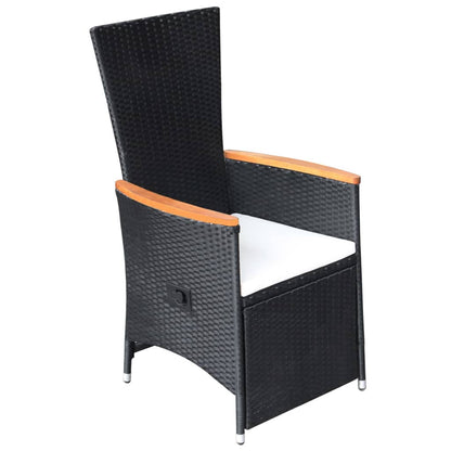 Garden Dining Set Black PE rattan Large Adjustable Armrests