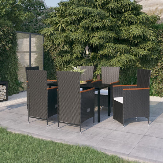 Garden Dining Set Black PE rattan Large Adjustable Armrests