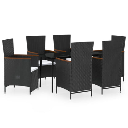 Garden Dining Set Black and Cream White