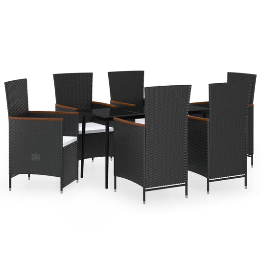 Garden Dining Set Black and Cream White
