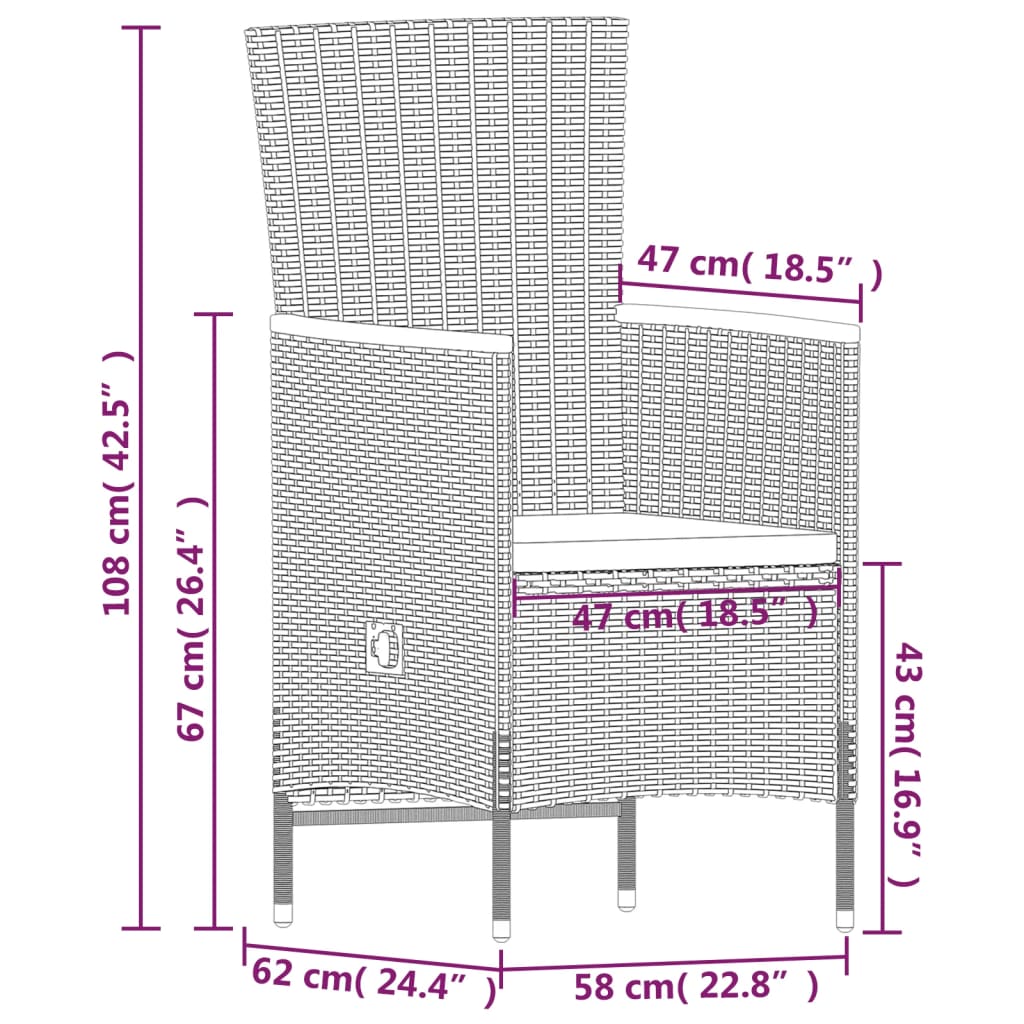 Garden Dining Set Black and Cream White