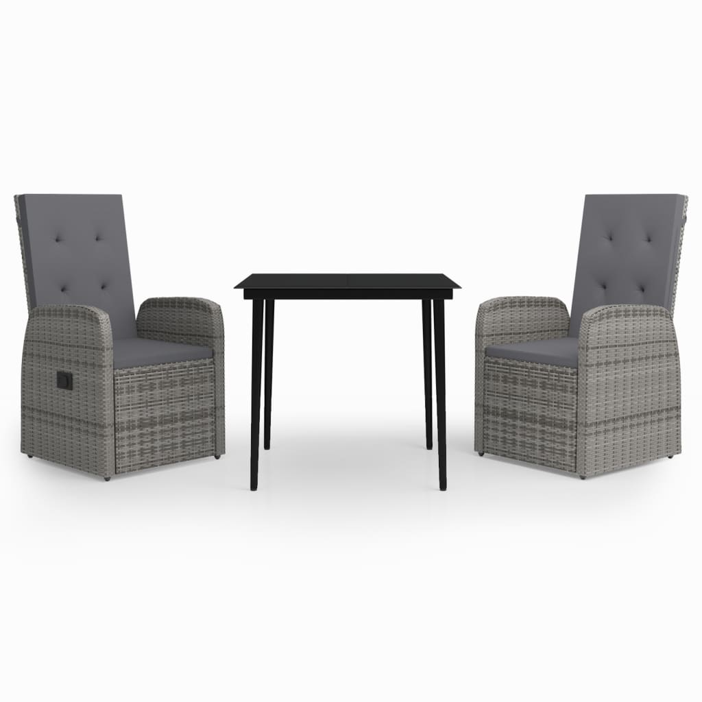 Garden Dining Set Grey and Black