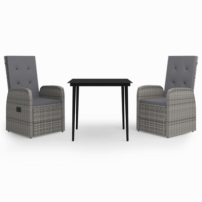 Garden Dining Set Grey and Black