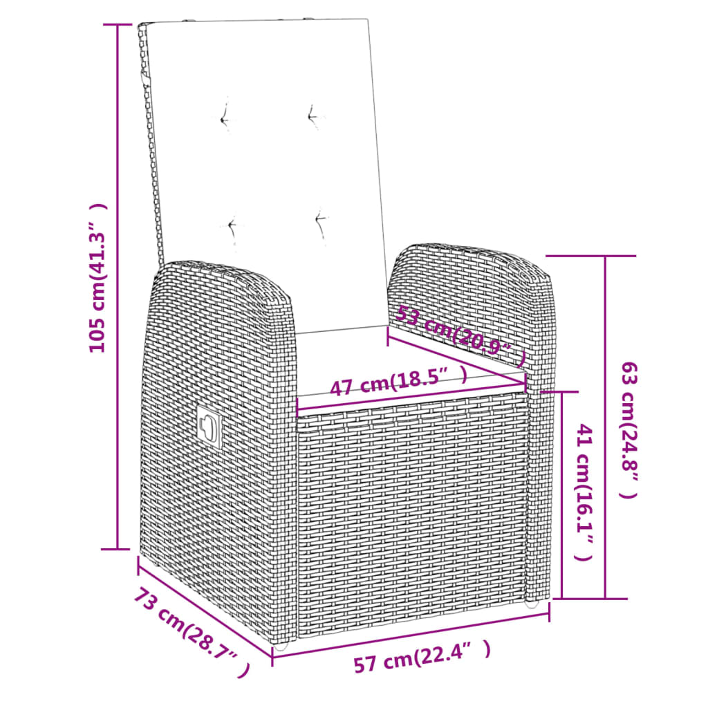 Garden Dining Set Grey and Black