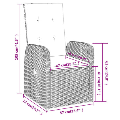 Garden Dining Set Grey and Black