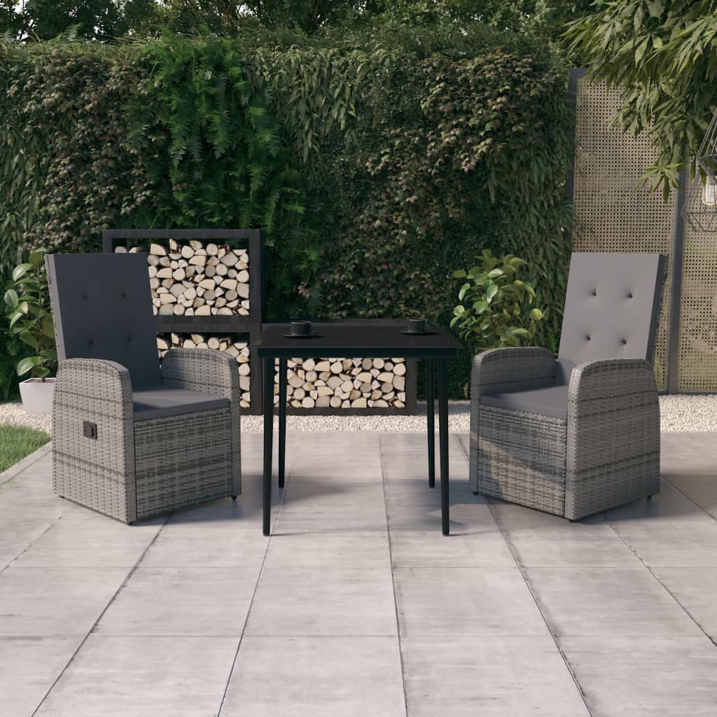 Garden Dining Set Grey and Black